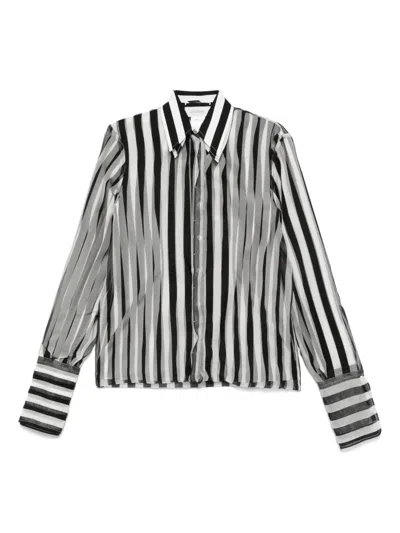 Sportmax Silk Poplin And Organza Shirt In Blue