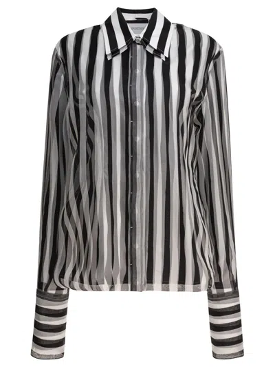 Sportmax Sumero Striped Button-up Shirt In Black