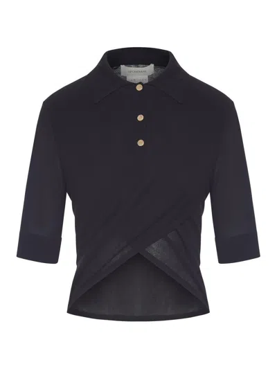Sportmax Crop Polo With Crossover In Black