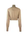 Sportmax Virgin Wool Cropped Ululato Sweater In Brown