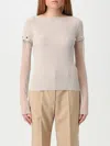 Sportmax Layered Chenille Crewneck Sweater With Detachable Sleeves In Beige