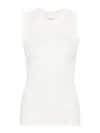 Sportmax Ribbed Texture Sleeveless Top With Chest Pocket In White