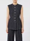 Sportmax Blue Solid Round Neck Top In Blue