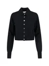 Sportmax Virgin Wool Cardigan With Classic Collar And Retro Charm In Black