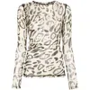 Sportmax Animalier Print Sheer Long Sleeve Top In Multicolor