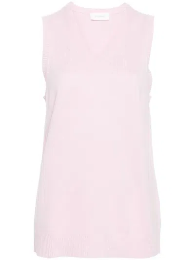 Sportmax V-necked Wool Vest In Pink