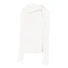 Sportmax Ribbed High-neck Sweater With Asymmetric Zip Fastening In White