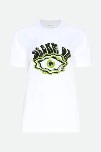 Sportmax T-shirt Con Stampa Bianca In Bianco