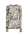 Sportmax Animalier Print Sheer Long Sleeve Top In Grey