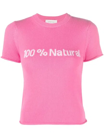 Sportmax Crew-neck Intarsia-knit Top In Pink