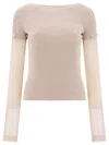 Sportmax Layered Chenille Crewneck Sweater With Detachable Sleeves In Beige
