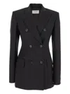 Sportmax Structured Double-breasted Blazer With Flap Pockets In Black