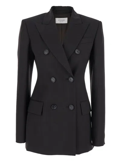 SPORTMAX TAILORED BLACK JACKET WITH PEAK LAPELS AND FLAP POCKETS