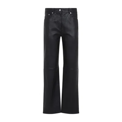Sportmax Tailored Black Leather Trousers With High Waist And Refined Finish