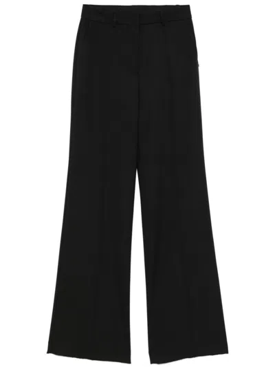 Sportmax Tailored Black Trousers With Concealed Front Fastening And Wide-leg Silhouette