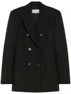 Sportmax Double-breasted Tailored Blazer In Natural Stretch Wool In Black