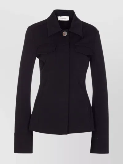 SPORTMAX TAILORED CREPE KNITTED JACKET WITH FLAP POCKETS
