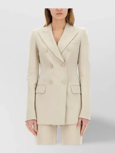 Sportmax Tailored Double Breasted Jacket Pockets In Neutral