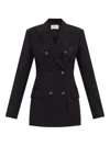 Sportmax Structured Double-breasted Blazer With Flap Pockets In Black