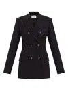 Sportmax Structured Double-breasted Blazer With Flap Pockets In Black