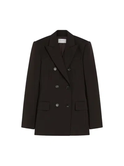 SPORTMAX TAILORED DOUBLE-BREASTED WOOL BLAZER - DARK BROWN
