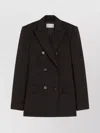 Sportmax Double-breasted Tailored Blazer In Natural Stretch Wool In Black