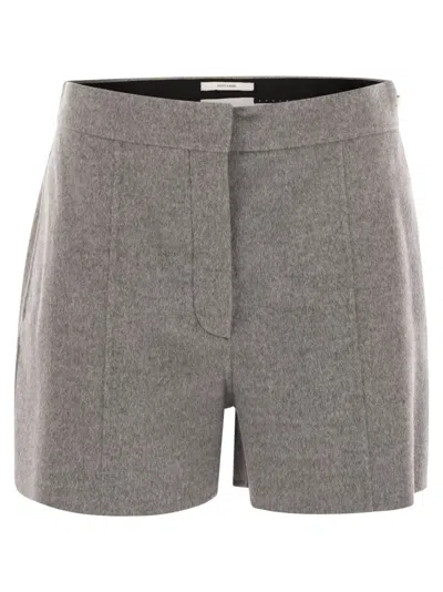 SPORTMAX TAILORED GREY SHORTS WITH PRESSED PLEATS AND CLASSIC DETAILING