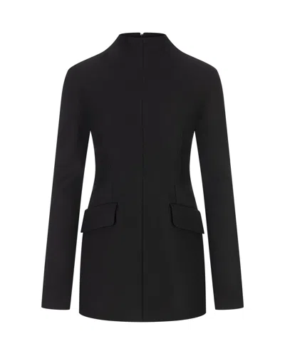 Sportmax Fitted Raised Collar Virgin Wool-blend Jacket In Black