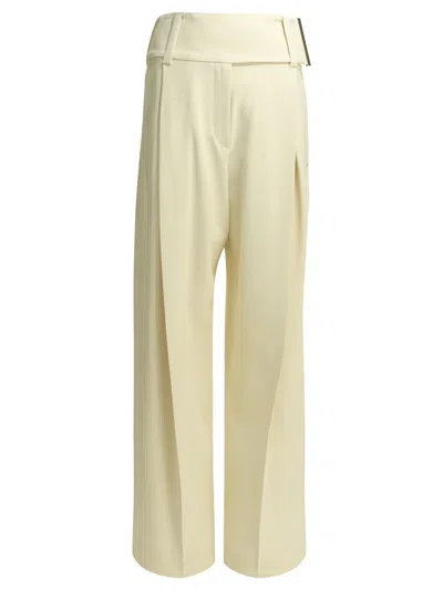 Sportmax Tailored Trousers Pleated Front Wide Waistband In Neutral