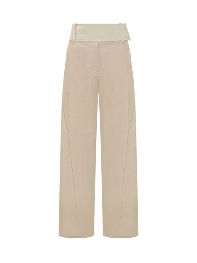 Sportmax Tailored Straight-leg Trousers With Pleats In Neutral