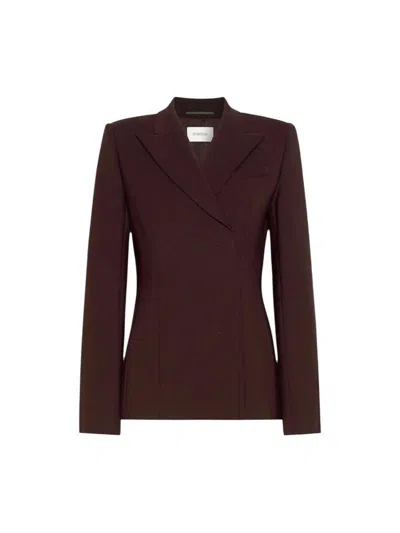 Sportmax Wool Tailored Asymmetric Suit Jacket In Burgundy