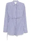 Sportmax Tailored Striped Shirt With Cinched Waist In Blue