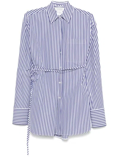 Sportmax Tailored Striped Shirt With Cinched Waist In Blue