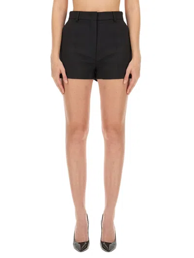Sportmax Tailored Virgin Wool Shorts With Mid-rise Waist In Black