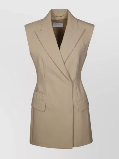 Sportmax Tailored Wool Vest Flap Pockets In Brown