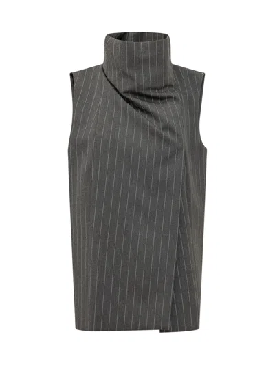 Sportmax Tailored Wool-blend Top In Gray