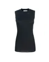 Sportmax Canotta Nera In Cotone A Costine In Black