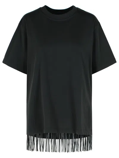 Sportmax 'crew Neck Fringe Detailing Short Sleeves' In Black