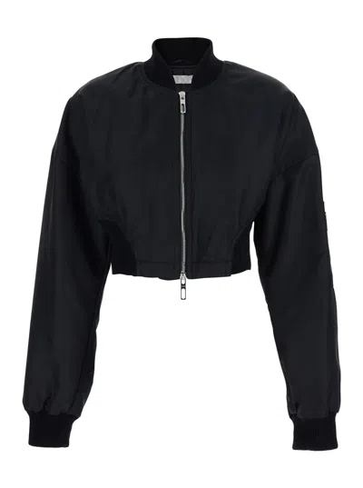 Sportmax Tech Fabric Polyamide Crop Jacket In Black
