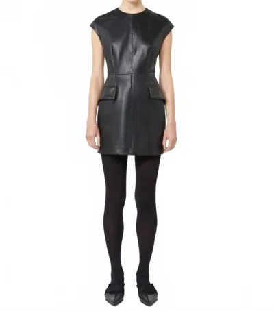 Sportmax Tefrite Leather Mini Dress In Black