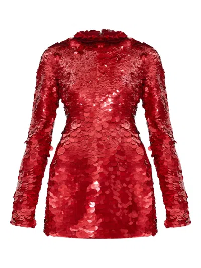 Sportmax Tefrite Sequin-embellished Mini Dress In Red