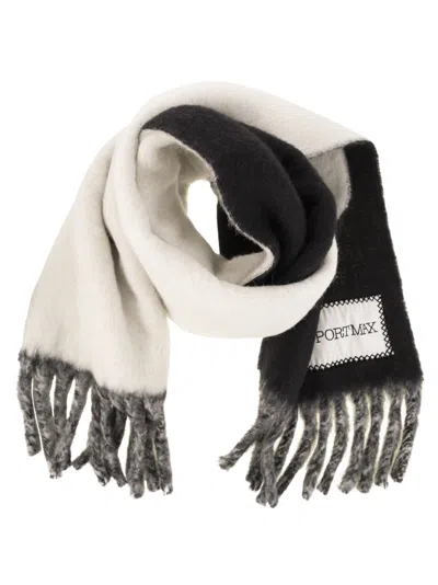 Sportmax Tenue Two Colour Scarf With Fringes In Black