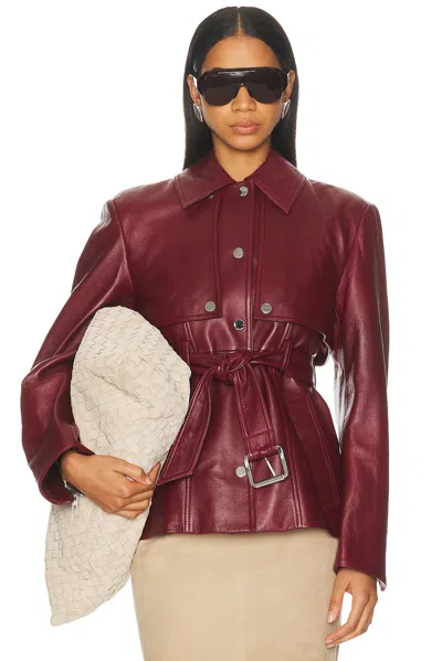 Sportmax Tenzone Leather Jacket In Burgundy