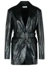 Sportmax Belted Lapel Collar Jacket Pockets In Black