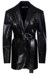 Sportmax Belted Lapel Collar Jacket Pockets In Black