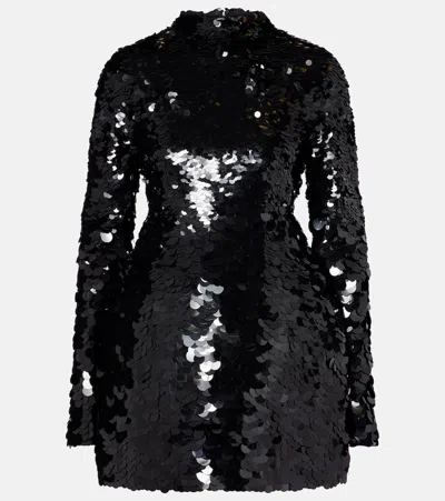Sportmax Terfrite Sequined Jersey Minidress In Black