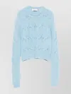 Sportmax Textured Cable Knit Cropped Crewneck Sweater In Blue