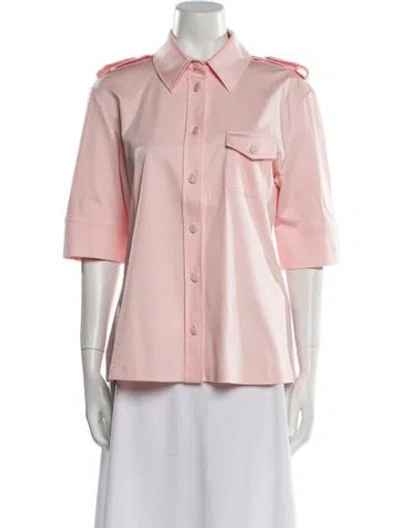 Pre-owned Sportmax Three-quarter Sleeve Button-up Top In Pink
