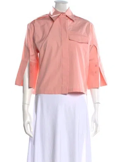 Pre-owned Sportmax Three-quarter Sleeve Button-up Top In Pink