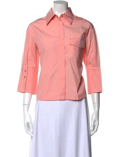 Pre-owned Sportmax Three-quarter Sleeve Button-up Top In Pink